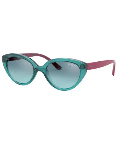 Vogue Eyewear Vogue Jr. Kids Sunglasses, Vj2002 (ages 7-10) In Transparent Green,light Azure Mirror Sil