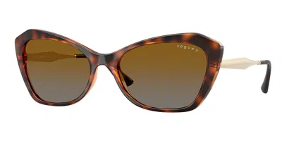 Vogue Eyewear Vo5626s Polarized W656t5 Women's Sunglasses Tortoiseshell Size 56 In Brown
