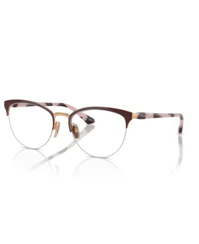 Vogue Eyewear Women's Eyeglasses, Vo4304 In Top Bordeaux,rose Gold