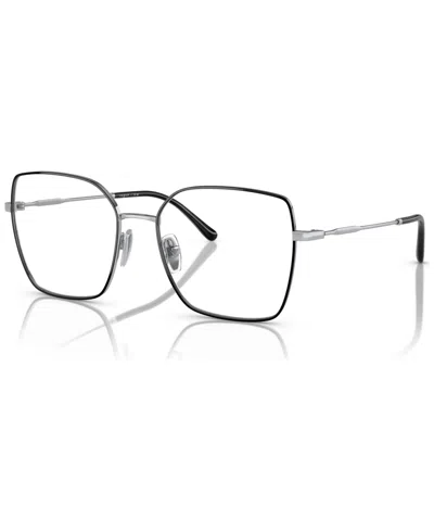 Vogue Eyewear Women's Irregular Eyeglasses, Vo4274 51 In Top Black,silver-tone
