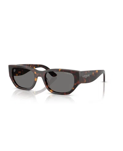 Vogue Eyewear Women's Polarized Rectangle Sunglasses Vo5586s In Dark Havana