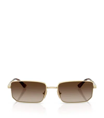 Vogue Metal Rectangular Sunglasses In Gold