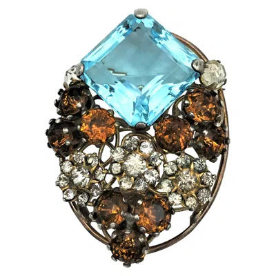 Pre-owned Vogue Vintage Voque Brooch Rhinestones Sterling Gold Plated 1940 Us In Black