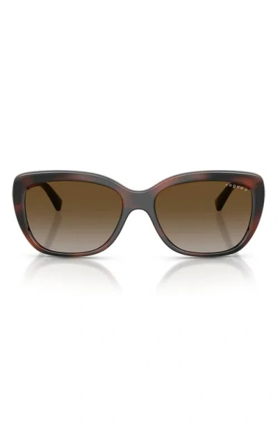 Vogue Vo5678sb 55mm Polarized Butterfly Sunglasses In Brown Havana/grey Brown