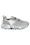 Voile Blanche Flat Shoes With Laced Closure And Chunky Sole In Grigio