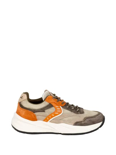 Voile Blanche Army Green Beige Suede Sneakers In Metallic