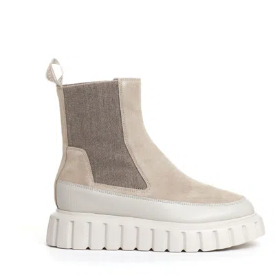 Voile Blanche Beige Leather And Suede Chelsea Boots In Neutrals