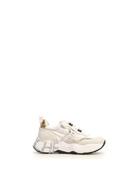 Voile Blanche Beige Sneakers With Patent Detailing And Double-height Sole In Neutrals