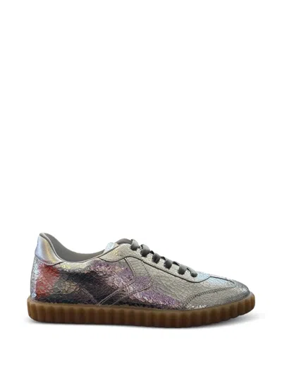 Voile Blanche Cracked-effect Sneakers In Silver
