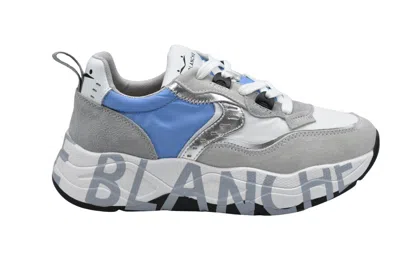 Voile Blanche Flat Shoes With White And Light Blue Accents In Grey