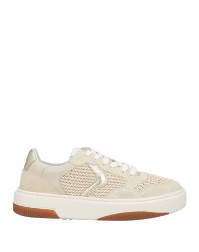Voile Blanche Gemini Woman Sneakers Beige Size 8 Leather, Textile Fibers In Nude