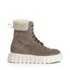 Voile Blanche Gray Suede Ankle Boots With Eco-fur Inserts In Grey