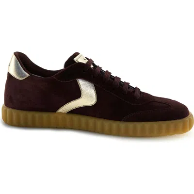 Voile Blanche Suede Metallic-trim Sneakers In Brown