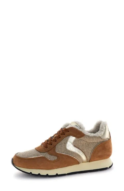 Voile Blanche Julia Genuine Shearling Sneaker In Brown