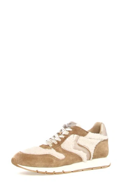 Voile Blanche Julia Genuine Shearling Sneaker In Brown-beige