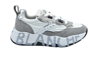 Voile Blanche Laced Sneakers With Textured Upper In White