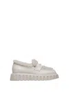 Voile Blanche Grenelle Faux Shearling Trim Platform Loafer In Panna