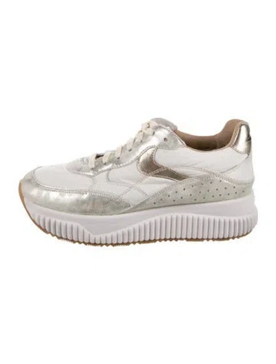 Pre-owned Voile Blanche Leather Chunky Sneakers In White