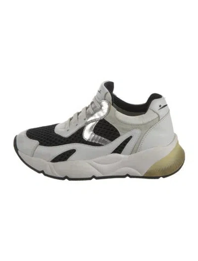 Pre-owned Voile Blanche Leather Colorblock Pattern Sneakers In White