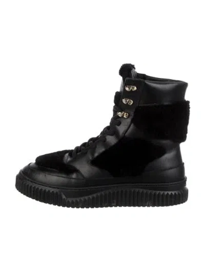 Pre-owned Voile Blanche Leather Combat Boots In Black