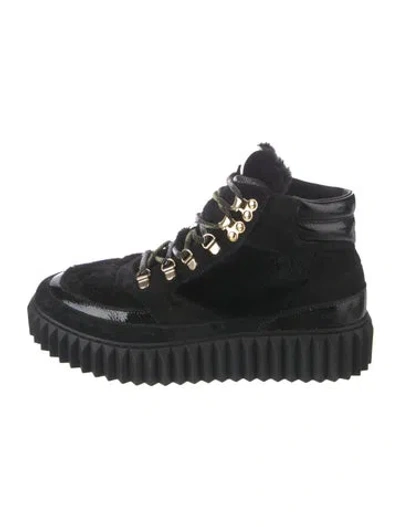 Pre-owned Voile Blanche Leather Hiking Boots In Black