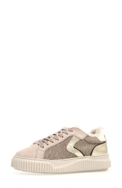 Voile Blanche Lipari Geniune Shearling Lined Sneaker In Cream Beige