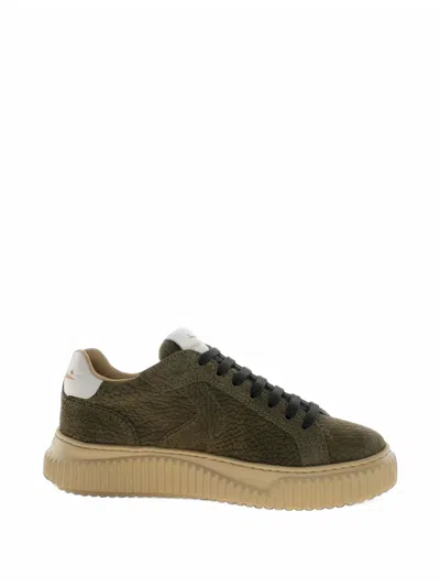 Voile Blanche Lipari Textured Leather Sneakers In Green