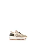 Voile Blanche Luxurious Leather And Suede Sneakers With Gold Accents And Comfortable Eva Sole In Neutrals