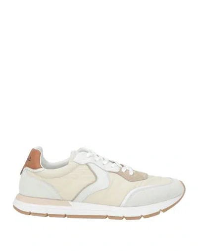 Voile Blanche Man Sneakers Beige Size 9 Leather, Textile Fibers In White