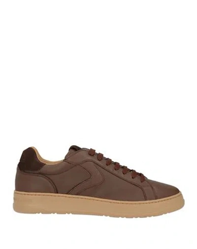 Voile Blanche Man Sneakers Brown Size 11 Leather In Animal Print