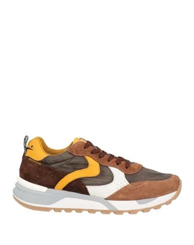 Voile Blanche Man Sneakers Chocolate Brown Size 8 Leather, Textile Fibers