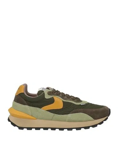 Voile Blanche Man Sneakers Dark Green Size 10 Leather, Textile Fibers In Animal Print