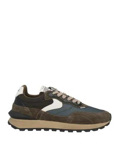 Voile Blanche Man Sneakers Khaki Size 10 Leather, Textile Fibers In Animal Print
