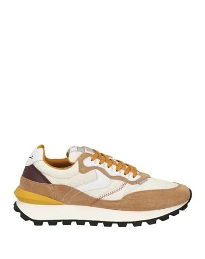 Voile Blanche Man Sneakers Khaki Size 12 Leather, Textile Fibers In Beige