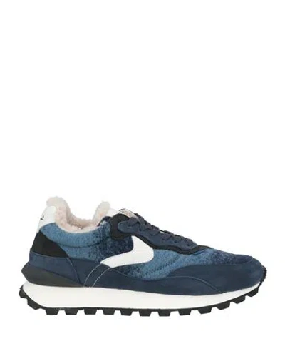Voile Blanche Man Sneakers Midnight Blue Size 8 Leather, Textile Fibers
