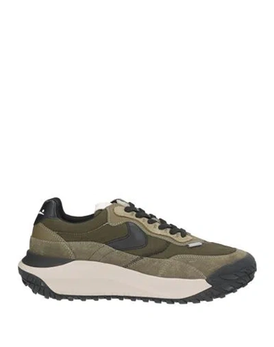 Voile Blanche Man Sneakers Military Green Size 10 Leather, Textile Fibers