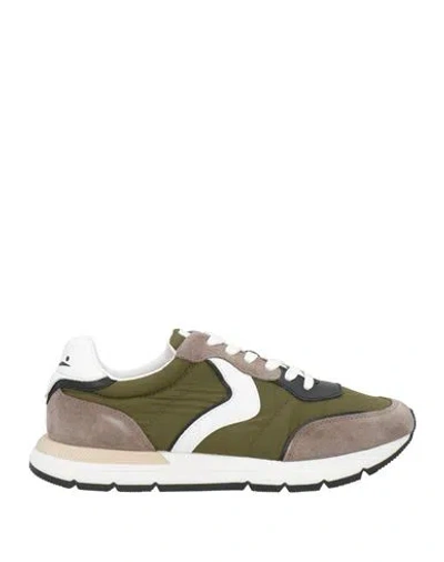 Voile Blanche Man Sneakers Military Green Size 7 Leather, Textile Fibers In Multi