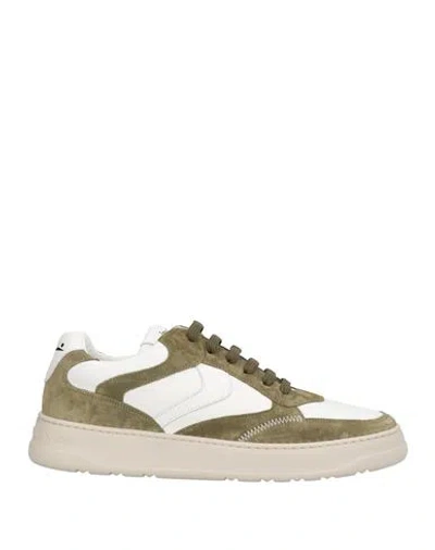 Voile Blanche Man Sneakers Military Green Size 9 Leather, Calfskin