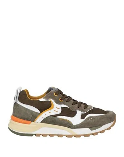 Voile Blanche Man Sneakers Military Green Size 9 Leather, Textile Fibers