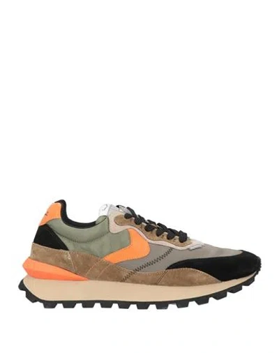 Voile Blanche Man Sneakers Military Green Size 8 Leather, Textile Fibers