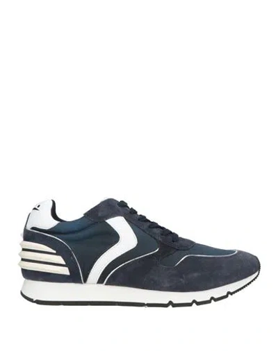 Voile Blanche Man Sneakers Navy Size 11 Leather, Textile Fibers In Blue