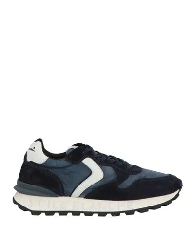 Voile Blanche Man Sneakers Navy Size 7 Leather, Textile Fibers In Blue