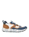 Voile Blanche Man Sneakers Navy Size 9 Leather, Textile Fibers In Blue