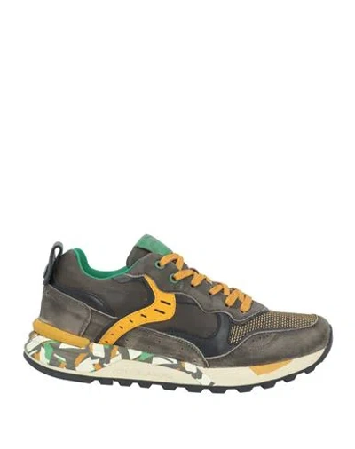 Voile Blanche Man Sneakers Charcoal Size 12 Leather, Textile Fibers In Grey