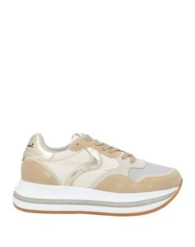 Voile Blanche Melany Woman Sneakers Beige Size 7 Leather, Textile Fibers In Multi
