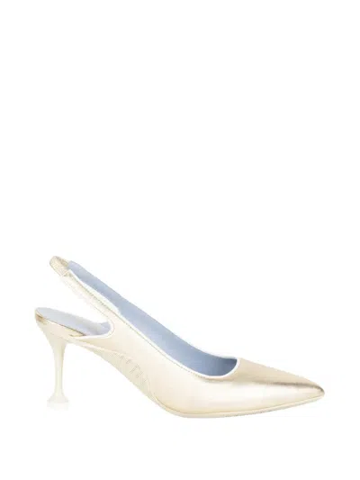 Voile Blanche Metallic Slingback Pumps In Brown