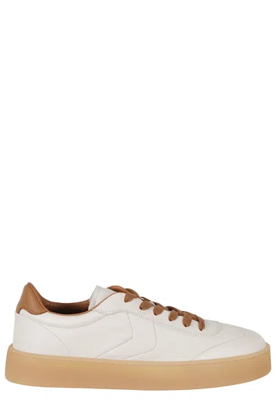 Voile Blanche Milk Cognac Mind 02 Leather Suede Low-top Sneakers In White