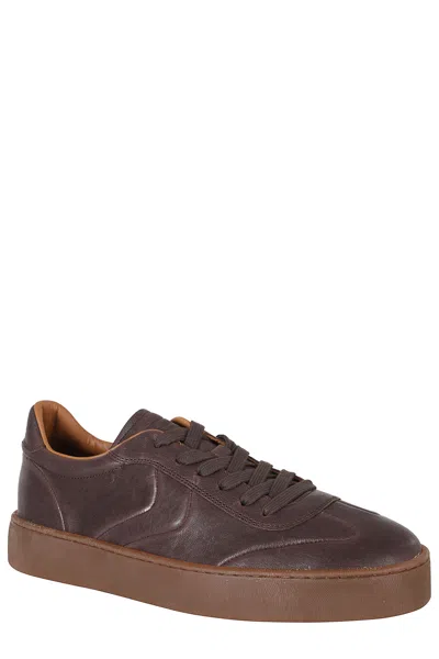Voile Blanche Mind 02 Leather-suede Slash Low-top Sneakers In Brown
