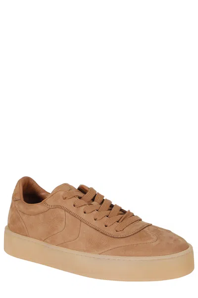 Voile Blanche Mind 02 Nubuck Leather Low-top Sneakers In Brown