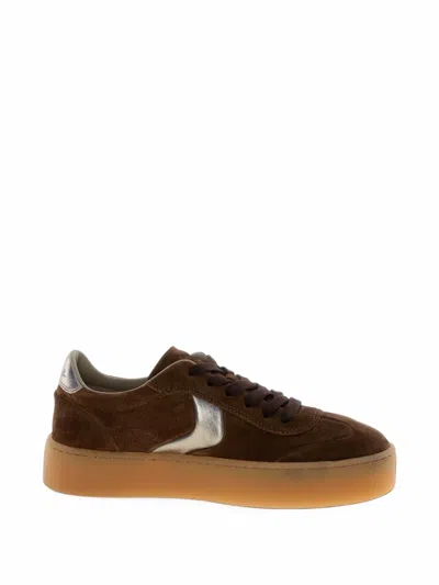 Voile Blanche Mind 02 W Metallic-effect Leather Sneakers In Brown